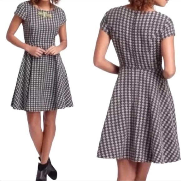 Anthropologie Maeve Black Jacquard Geometric Skater Dress Size 8 GB684936382 - Picture 1 of 8